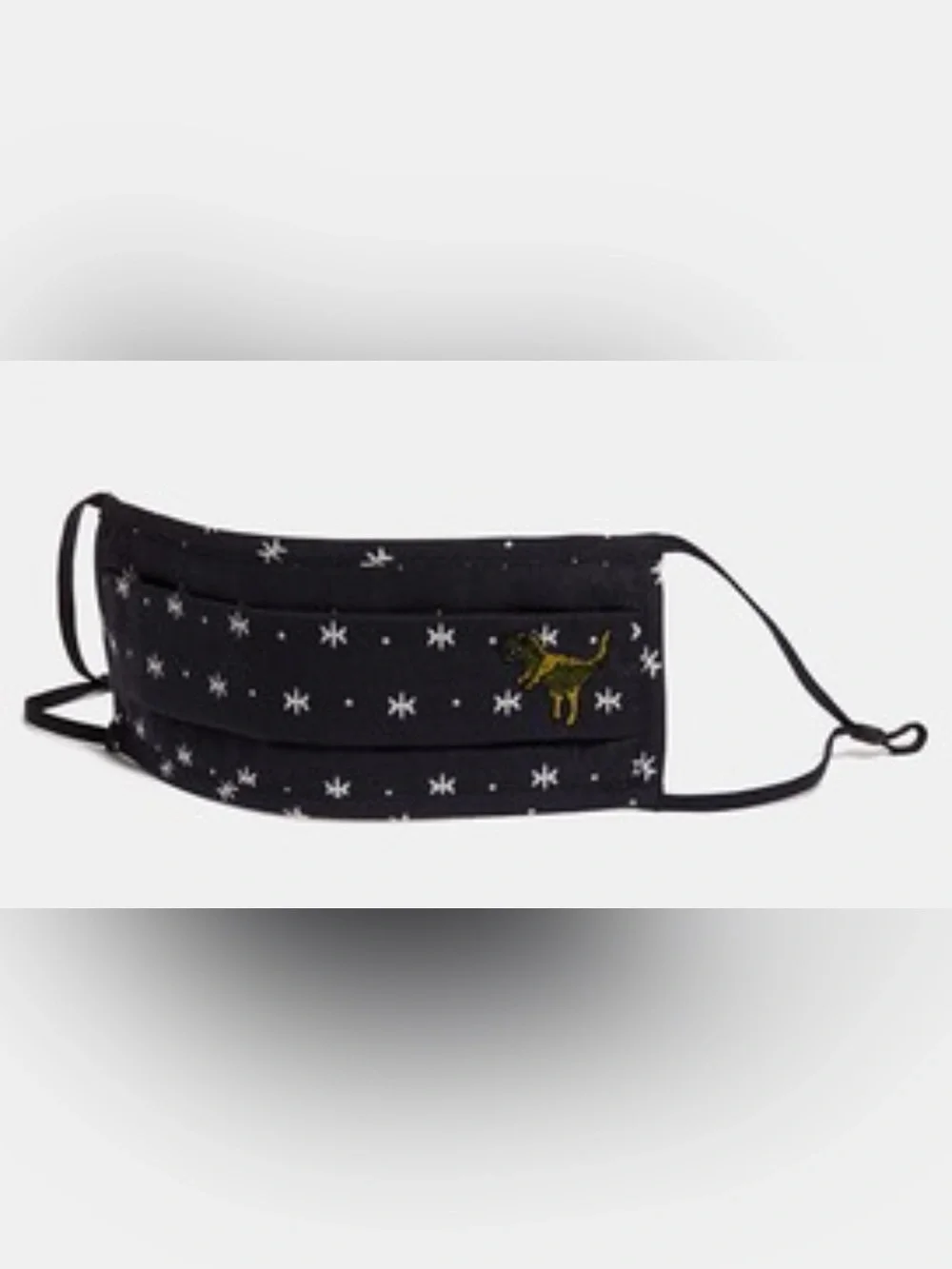 Coach Black Star-Pattern Face Mask with Yellow Wild Rexy Embroidery